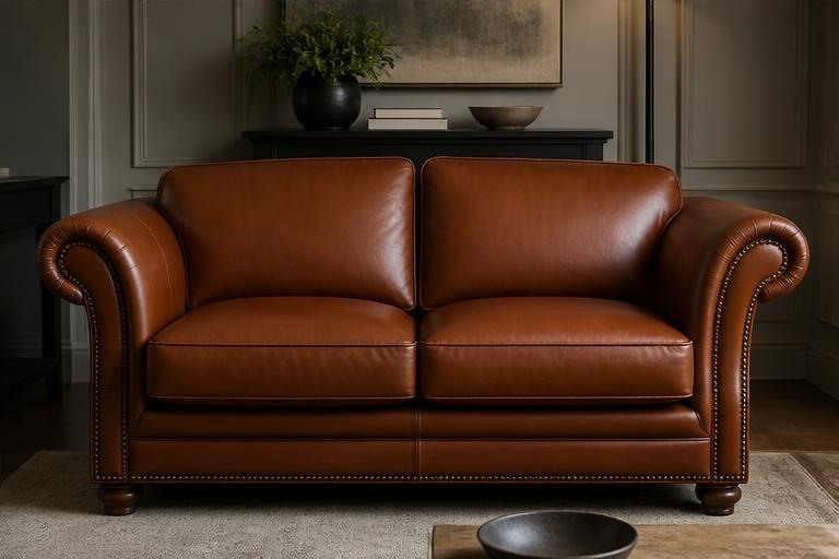 Leather Sofa Restoration after upholstery work