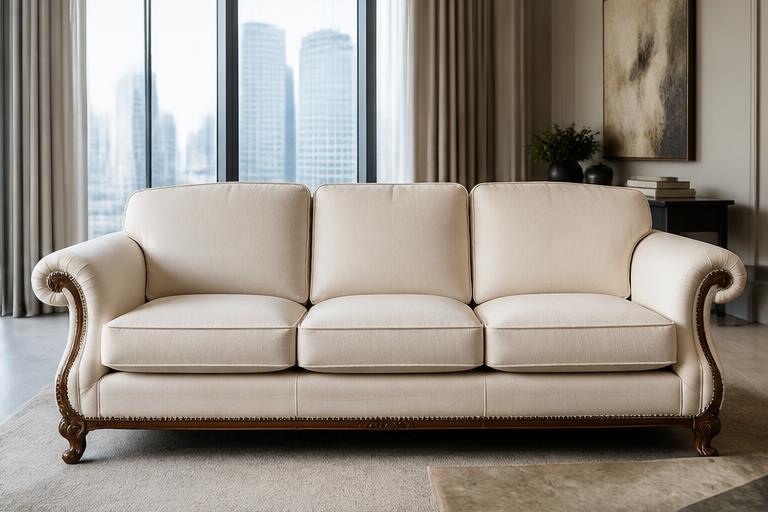 Fabric Sofa Makeover after upholstery work