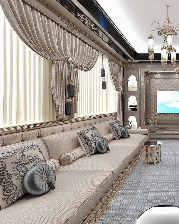 Cream embroidered lounge majlis