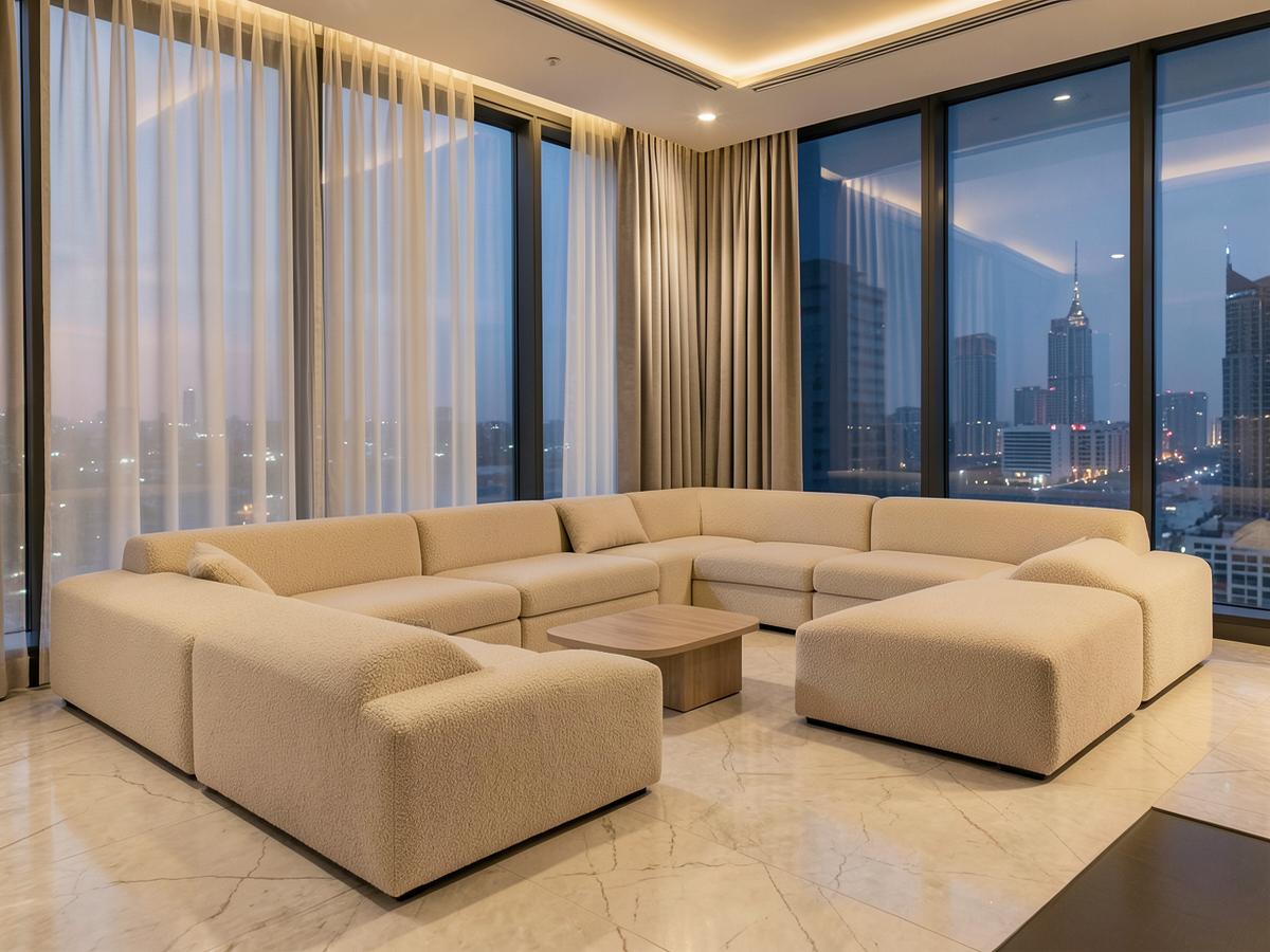 Contemporary boucle majlis, Downtown
